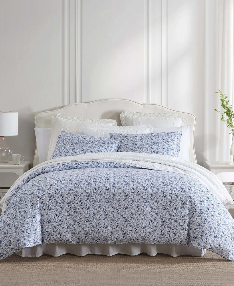 Laura Ashley Lorelei Sateen Reversible 3-Piece Duvet Cover Set
