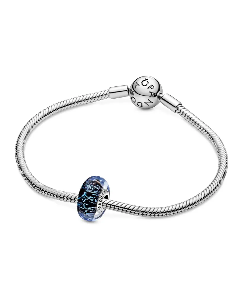 Pandora Sterling Silver Wavy Dark Blue Murano Glass Ocean Charm