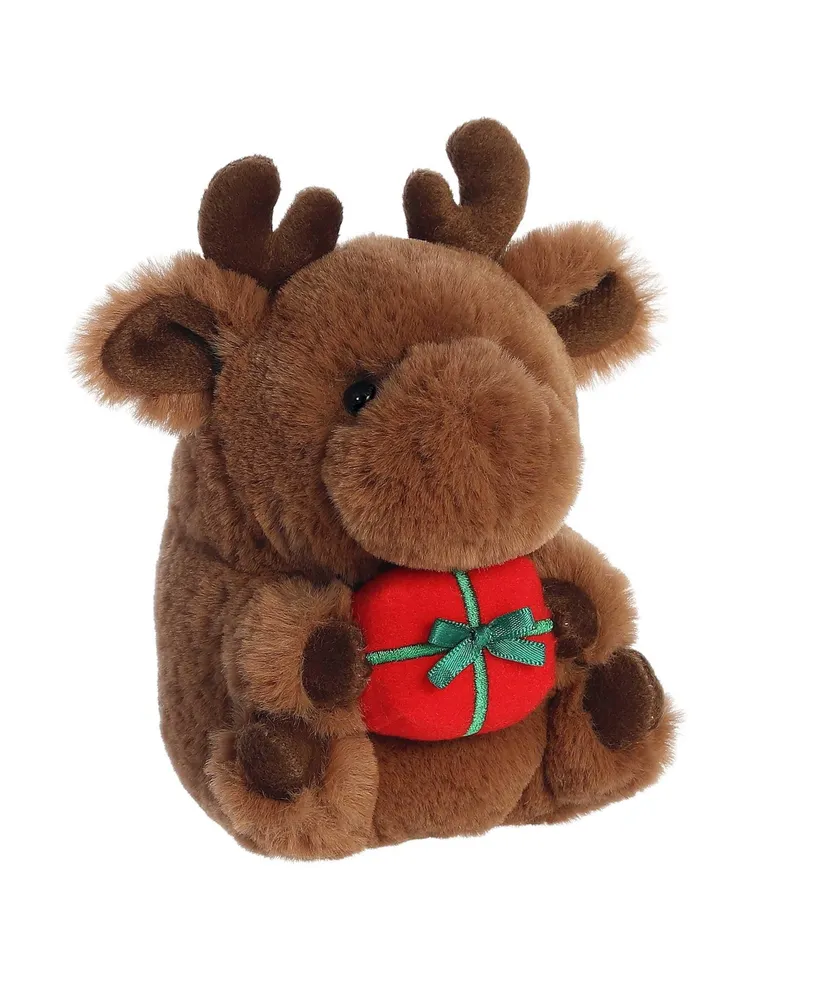 Aurora Small Monty Moose Rolly Pet Festive Plush Toy Brown 5.5"