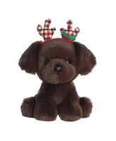 Aurora Medium Holiday Cheer Rudy Chocolate Lab Holiday Festive Plush Toy 7.5"