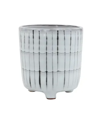 White Black Terracotta Footed Planter