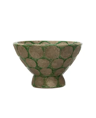Terra-Cotta Footed Bowl with Wax Relief Dots