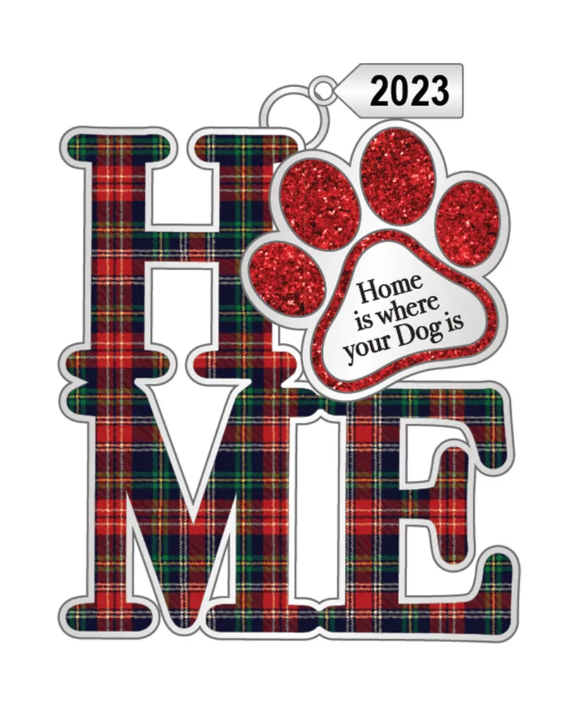 Ganz Sentiment Ornament Home with Paw Print Charm 'Home is Where your Dog Is' - Green, Red, Silver