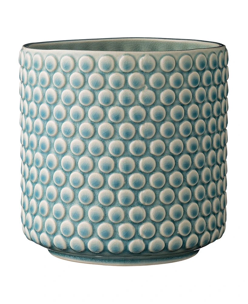 Coastal Stoneware Pot with Raised Dots and Crackle Glaze