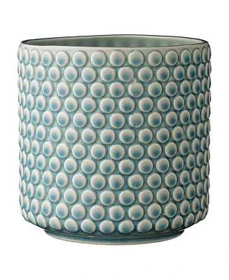 Coastal Stoneware Pot with Raised Dots and Crackle Glaze