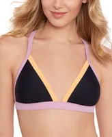 Salt + Cove Juniors' Contrast-Trim Triangle Bikini Top, Created for Macy's