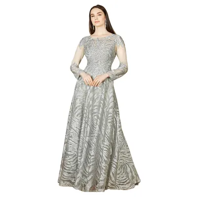 Women's Lara Lace Ball Gown with Long Sheer Sleeves