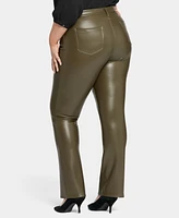 Nydj Plus Size Artificial Leather Marilyn Straight Pants