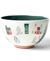 Coton Colors Christmas in the Village Scene 9" Footed Bowl