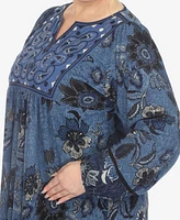 White Mark Plus Size Paisley Flower Embroidered Sweater Dress