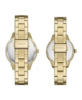Fossil His and Hers Multifunction Gold-Tone Stainless Steel Watch Box Set, 42mm 38mm
