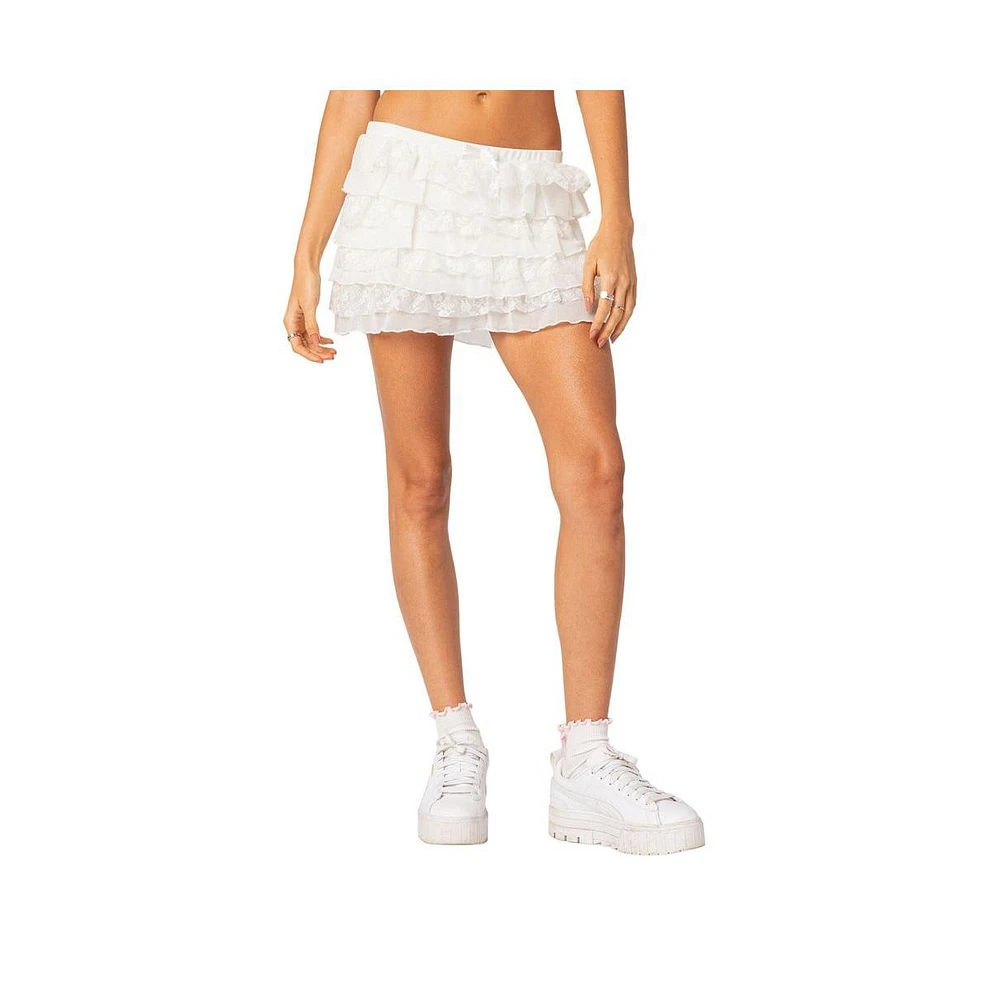 Women's Adeena layered ruffle mini skirt