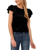 CeCe Women's Velvet Flutter Sleeve Top