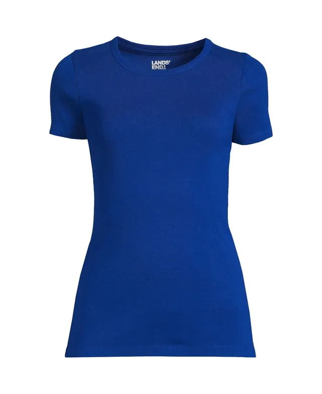 Lands' End Women's Cotton Rib Short Sleeve Crewneck T-shirt 