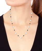 Effy Freshwater Pearl (6-1/2mm), and Onyx 18" Collar Necklace in 14k Gold