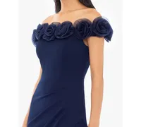 Xscape Women's Floral Off-The-Shoulder Gown