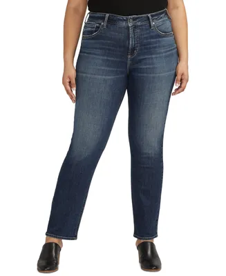 Silver Jeans Co. Plus Size Avery High-Rise Curvy-Fit Straight-Leg Denim Jeans