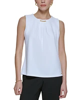 Calvin Klein Embellished Pleated Sleeveless Top