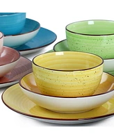 Elama Sebastian Piece Double Bowl Stoneware Dinnerware Set