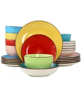 Elama Sebastian 24 Piece Double Bowl Stoneware Dinnerware Set, Service for 6