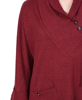 Ny Collection Women's Long Sleeve Shawl Collar Top with Pockets