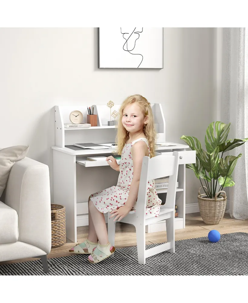 Kids Study Desk with Chair - White