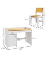 Qaba Kids Desk and Chair Set with Storage Drawer, Study Desk with Chair for Children for Arts & Crafts, Snack Time, Homeschooling, Homework, White