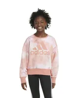 adidas Big Girls Long Sleeve Printed Crewneck Fleece Pullover