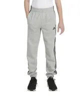 adidas Big Boys Elastic Waistband Essential 3-Stripe Fleece Joggers