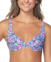 Raisins Juniors' Full Moon Abstract-Print Bikini Top