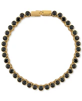 Esquire Men's Jewelry Black Spinel Cylinder Link Bracelet in Gold-Tone Ion-Plated Sterling Silver, Created for Macy's