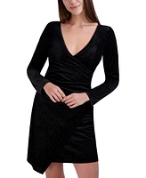 BCBGeneration Women's V-Neck Long-Sleeve Velvet Mini Dress