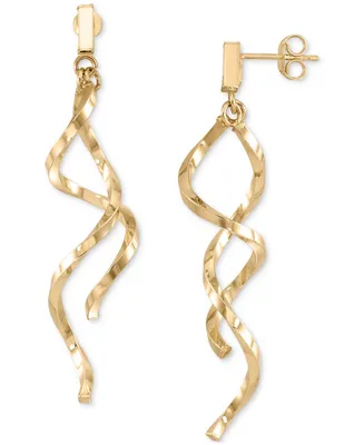 Italian Gold Double Twist Drop Earrings in 14k Gold