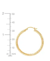 Textured Hoop Earrings in 14k Gold, 1 3/8 inch