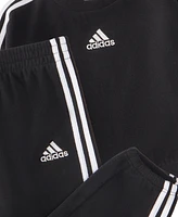 adidas Baby Boys Microfleece Crewneck Pullover and Joggers, 2 Piece Set