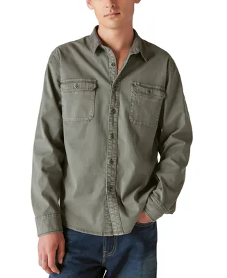 Lucky Brand Men's Corduroy-Collar Long Sleeve Button-Front Utility Shirt
