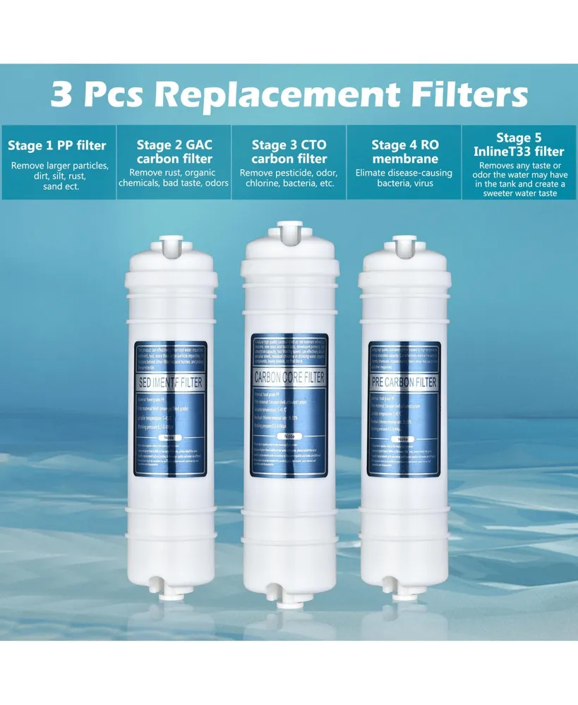Replacement Water Filters Pp Gac Cto Ro Uf Water Purifier Stage 1-3 3PCS - Assorted Pre