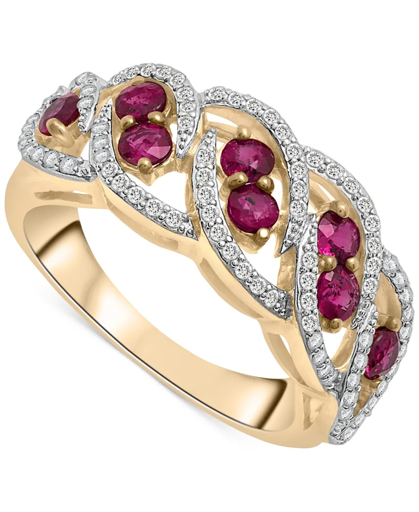 Ruby (3/4 ct. t.w.) & Diamond (1/3 ct. t.w.) Openwork Statement Ring in 14k Gold