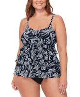 Island Escape Plus Size Tiered Printed Tankini Top High Waist Bottoms Created For Macys