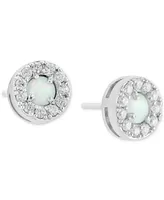 Giani Bernini Simulated Opal (3/8 ct. t.w.) & Cubic Zirconia Halo Stud Earrings in Sterling Silver, Created for Macy's