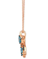 Le Vian Multi-Gemstone (1-5/8 ct. t.w.) & Vanilla Diamond (1/20 ct. t.w.) Flower Adjustable 20" Pendant Necklace in 14k Rose Gold