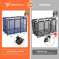 Yescom 48"x30"x34" Mesh Pool Storage Bin Rolling Cart Swim Toys Organizer Black/Blue