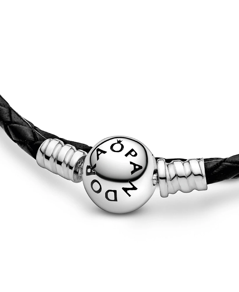 Pandora Moments Sterling Silver Double Leather Bracelet