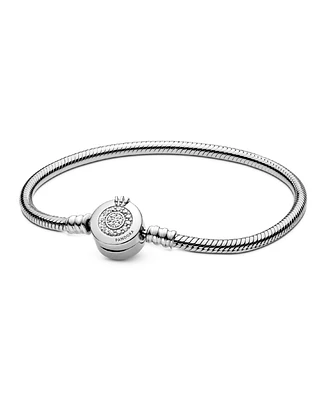 Pandora Moments Cubic Zirconia Sparkling Crown O Snake Chain Bracelet