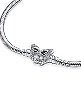 Pandora Moments Cubic Zirconia Butterfly Clasp Snake Chain Bracelet