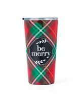 Cambridge "Be Merry" Plaid Insulated Highball Tumbler, 20 oz