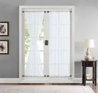 Hlc.me Sheer Voile French Door Patio Sidelight Window Treatment Curtain Panels with Tieback for Kitchen