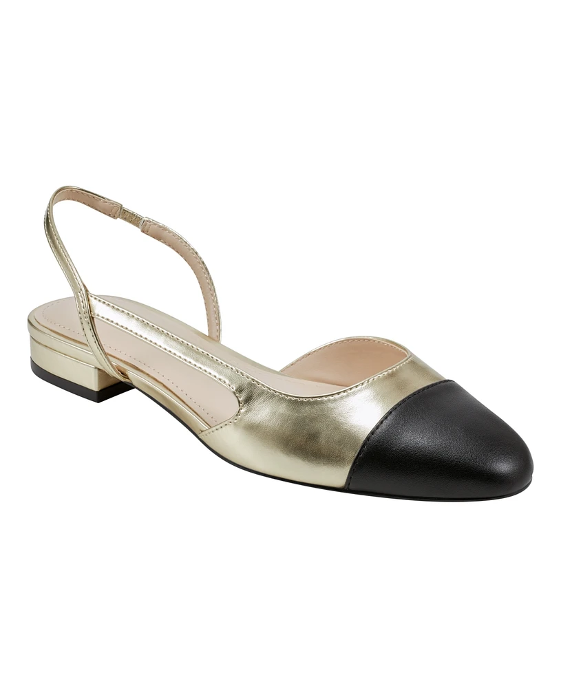 Marc Fisher Women's Dela Closed Toe Slingbacks Dress Flats - Gold