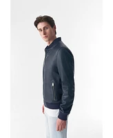 Furniq Uk Men's Genuine Leather Bomber Jacket