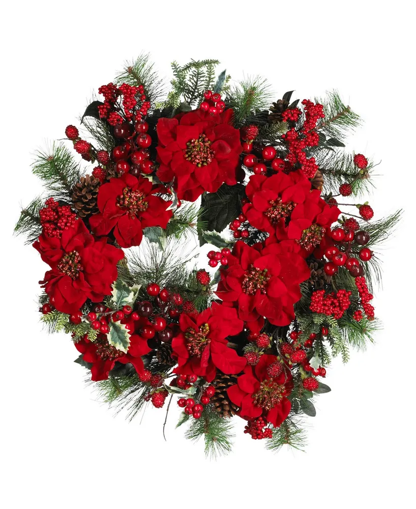 Nearly Natural 24" Poinsettia Wreath